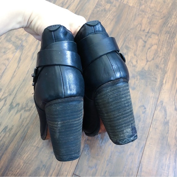 Rag & Bone • Harrow black leather ankle boots heeled bootie moto celeb strappy - Picture 11 of 15